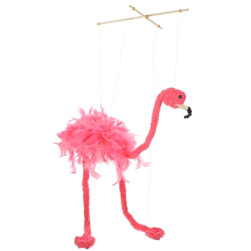 Plüsch-Flamingo-Puppe Strauß Vogelpuppe Tiere Marionetten Tier Marionette Marionette Marionettenpuppen Marionettenspielzeug Flamingo-plüsch Feder Rosa TOYANDONA von TOYANDONA