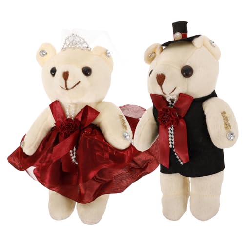 TOYANDONA Valentinstag Hochzeit Auto Paar Große Blumenstrauß Ornamente Doppel Farbe Bär Verzierungen Einfach Zu Montieren von TOYANDONA