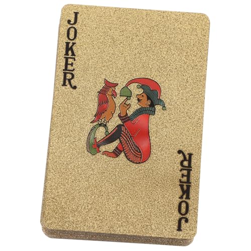 TOYANDONA 1 Packung Spielkarten Mit Goldfolie Jetons Partykartenspiel Poker Tarot-Karten Plastikkarten Für Den Tisch Standard-Spielkarte Unterhaltsame Spielkarte Tischkarten Golden PVC von TOYANDONA