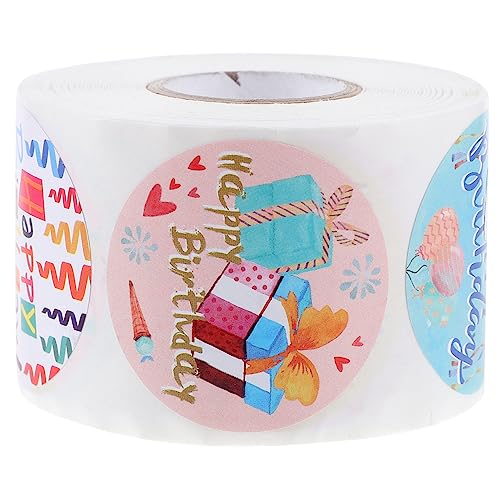 TOYANDONA 1 Rolle „Happy Birthday“ Kinderspielzeug Rollenaufkleber Geburtstags Süßigkeitentüten Anhänger Cartoon Aufkleber Geburtstagskuchen Dekorationen Aufkleber Für Ornamente Für von TOYANDONA