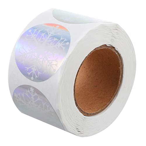 TOYANDONA 1 Rolle Schneeflockenaufkleber Runde Aufkleber Weihnachtsdekoration Runde Aufkleber Nagelaufkleber Anhängeraufkleber Frohe Weihnachten Aufkleber von TOYANDONA