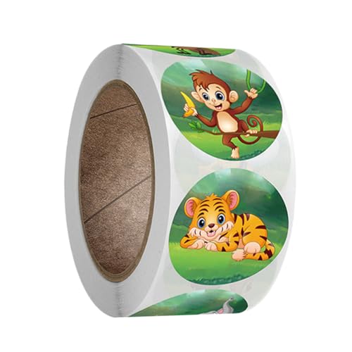 TOYANDONA 1 Rolle tierische Aufkleber dartscheibe kiddibuzz süßigkeiten zuckertüte zeichenheft trauzeugengeschenke Geschenkaufkleber Schöner Aufkleber mit Tiermuster Cartoon-Aufkleber von TOYANDONA