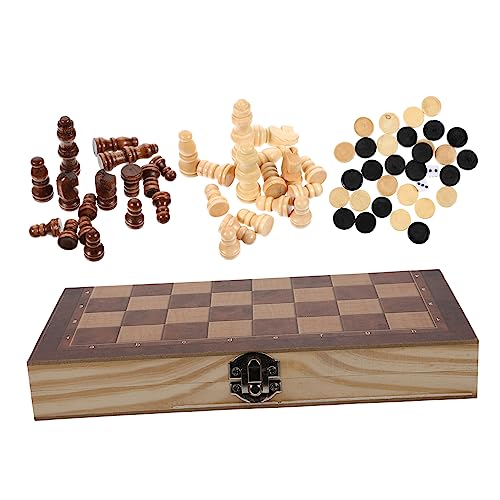 TOYANDONA 1 Satz 3 1 Internationales Schach Bildungsspielzeug Pädagogisches Schachspielzeug Pädagogisches Schach 3 in 1 Schachspiel 3 in 1 Brettschach Hölzern Brown von TOYANDONA