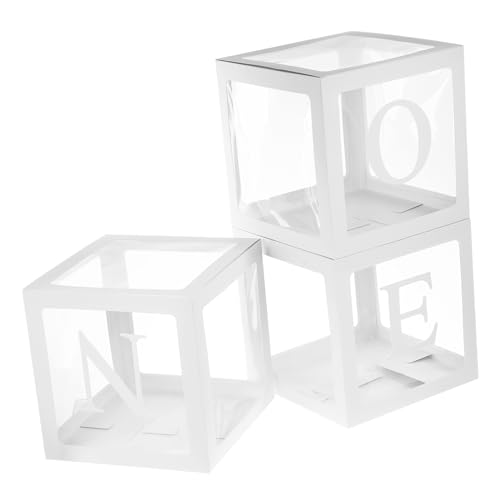 TOYANDONA 1 Satz Boxen Ballonbox zum Geburtstag eine Schachtel zum 1. Geburtstag Neon Aufblasgerät Dekorationen Konfetti Fiesta babyparty party -Dusche-Boxen -Boxen Papier Weiß von TOYANDONA