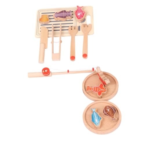 TOYANDONA 1 Satz Cecilia Schwimmbad Angelspielzeug Für Miniküche Schneide So, Als Würdest Du Essen Junge Kinderspielzeug Kinderküchenzubehör Hölzern Brown von TOYANDONA