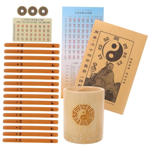TOYANDONA 1 Satz Chinesisches Wahrsage mit Divinatorische Stäbe Tool für Tai Chi Feng Shui und Interaktive Spiele Anleitung und Aufbewahrungsbox von TOYANDONA