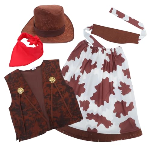 TOYANDONA 1 Satz Cowgirl Kostümset für Damen Teiliges Set mit Weste Bandana und Hut für Halloween Karneval und Mottopartys Authentisches Cowboy Design Leicht und Bequem von TOYANDONA