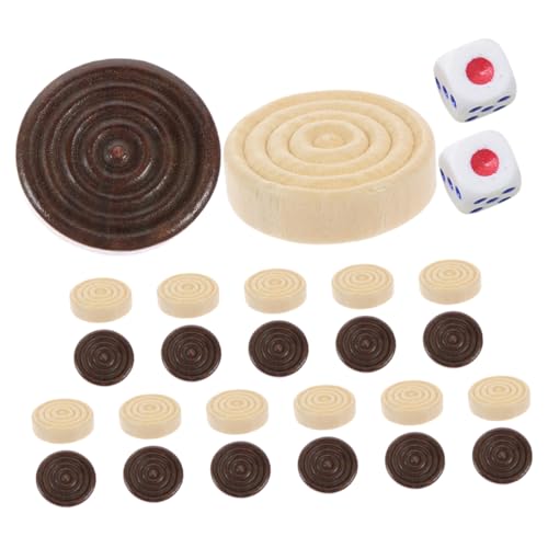 TOYANDONA Spaß Am Familienabend 1 Set Mit Runden Dame-spielsteinen Brettspielmarkern Aus Holz Für Backgammon-Spiele Reisefreundliches Set von TOYANDONA