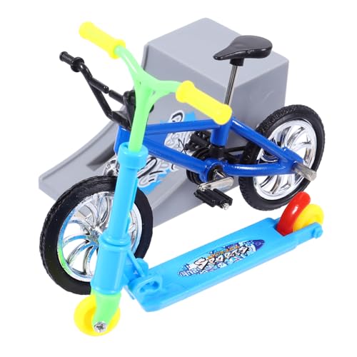 TOYANDONA 1 Satz Finger-Skateboard- Finger Skateboard Set Finger Scooter Fingertippscooter Fingerspitzen-Bewegungsspielzeug -Fingerfahrrad Aluminiumlegierung Blue von TOYANDONA