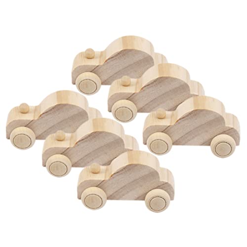 TOYANDONA 1 Satz Graffiti-Auto Basteln Für Bastelmaterial Für Auto Geburtstagsdeko Educational Toys Autodekor Aus Holz Unfertige Autos Handwerk Hölzern 6 Stück von TOYANDONA