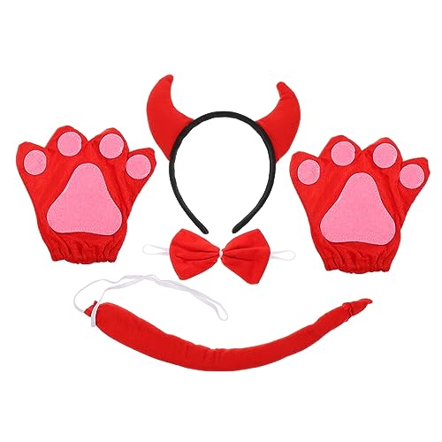 TOYANDONA 1 Satz Halloween-dämonenkuh Mittelalterlicher Mantel Halloween Verkleiden Cowgirl Halloween-Teufel-zubehör Tieres Ohrhaarband Klassisches Halloween -kostüm Masken Baumwolle Rot von TOYANDONA
