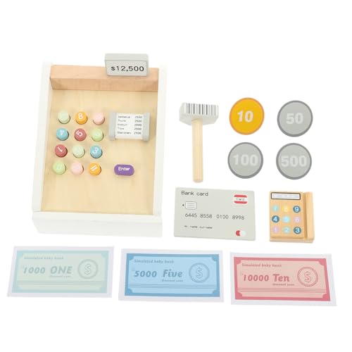 TOYANDONA 1 Satz Holzkasse Spielzeugset für Interaktive Registrierkasse mit Spielgeld und Scanner Pädagogisches Rollenspielzeug für Kaufladen und Supermarkt Fördert Hand Augen Koordination TOYANDONA 1 Satz Holzkasse Spielzeugset für Interaktive Registrierkasse mit Spielgeld und Scanner Pädagogisches Rollenspielzeug für Kaufladen und Supermarkt Fördert Hand Augen Koordination von TOYANDONA