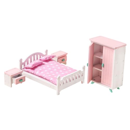 TOYANDONA 1 Satz Holzmöbelspielzeug Bett Puppe Miniatur Kind Mädchen Mini-Nachttisch aus Holz dekorativer Mini-Nachttisch hölzern Rosa von TOYANDONA