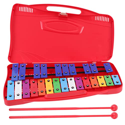 TOYANDONA 1 Satz Klavierspiel Mit 25 Tönen Musikalisches Klopfklavier Kleinkind Percussion Buntes Schlagzeug Kunststoff-Schlagzeug Schlagzeug Mit 25-Noten Eisenplatte Rot von TOYANDONA