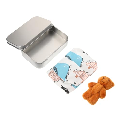 TOYANDONA 1 Satz Kleine Bärenbox Animal Figures kuschelbären pluscheltier verkleidung Toy taschentücher Plüschbär aus Stoff Mini-Stoffbär in Einer Dose Bär in Zinn Eisen von TOYANDONA
