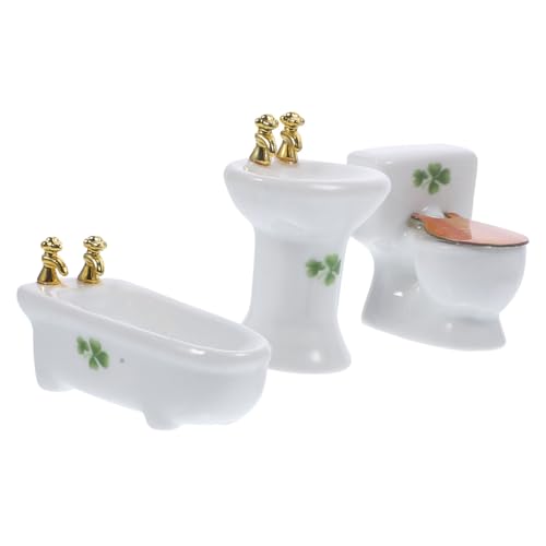 TOYANDONA 1 Satz Kleiner Gefälschter Badewannen-Miniatur-badezimmermöbel, Dekorativer Gefälschter Waschtisch von TOYANDONA