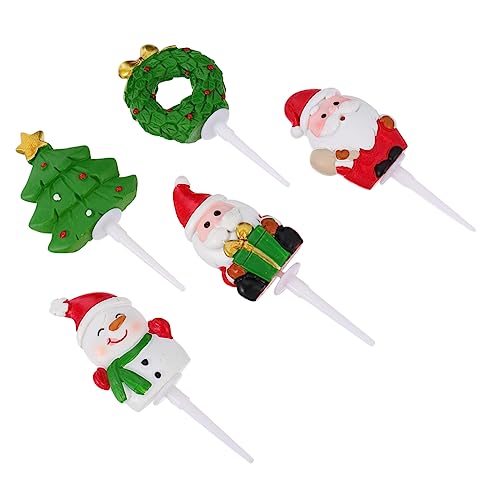 TOYANDONA 1 Satz Kuchendekorations Add Cake Accessoire Lebensmitteldekor Frohe Weihnachten Kuchendekorationen Weihnachtskuchen Topper Weihnachts Cupcake Topper Weihnachtsbaum 5 Stück von TOYANDONA