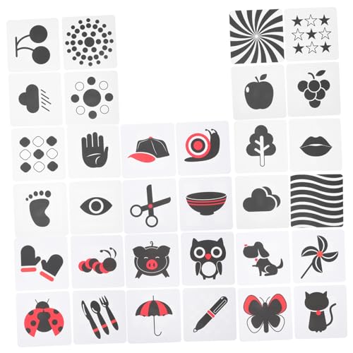 TOYANDONA 1 Satz Lernkarten babyspielzeug entwicklung für neugeborenen Sinnesspiel Babygeschenk Schwarz-Weiß-Karten für Babys -Lernspielzeug Papier Black von TOYANDONA