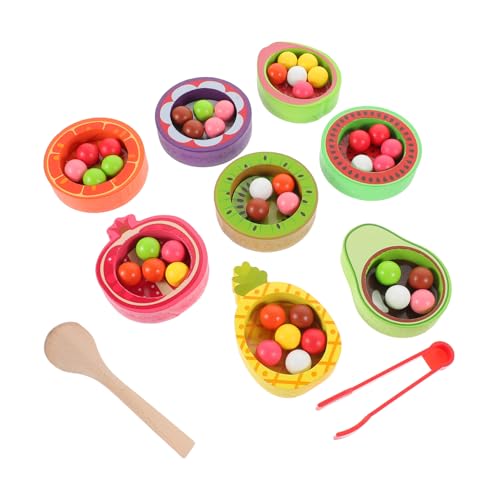 TOYANDONA 1 Satz Lernspielzeug Aus Holz Zählen Farblich Passende Tasse Und Gyroskop Regenbogensortierspiel Zur Farbklassifizierung Bildungsspielzeug Kinderspiele Hölzern von TOYANDONA