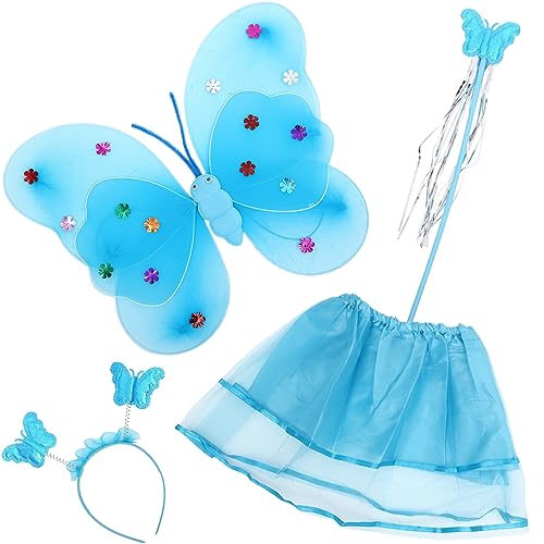 TOYANDONA 1 Satz Mädchen Rosa Feenflügel Schmetterlings-fee-kostüm Leuchtendes Schmetterlingskostüm Schmetterlingsrock, Stirnband, Flügelstab Engelsflügel Feenstab Blue Gittergewebe TOYANDONA 1 Satz Mädchen Rosa Feenflügel Schmetterlings-fee-kostüm Leuchtendes Schmetterlingskostüm Schmetterlingsrock, Stirnband, Flügelstab Engelsflügel Feenstab Blue Gittergewebe von TOYANDONA