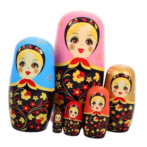 TOYANDONA 6-lagige Russische Matroschka-Puppe Aus Holz Für Mädchen Handbemaltes Künstlerisches Nesting Dolls-Set Puppe Zum Geburtstag von TOYANDONA