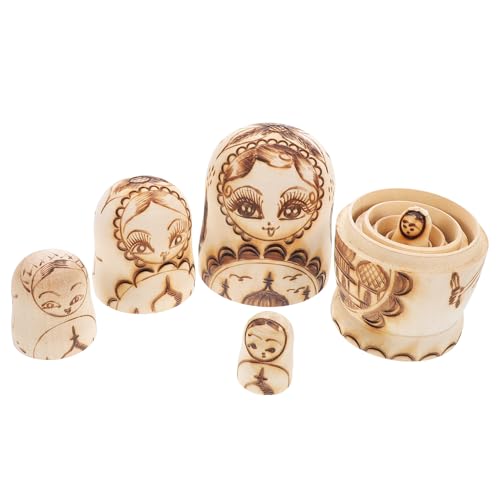 TOYANDONA 1 Satz Matroschka-reliefgeschenk Russische Puppe Stapelpuppen Nistend Nistpuppen Selber Machen Nistpuppen Für Thanksgiving-nistpuppen Russische Khaki Hölzern von TOYANDONA