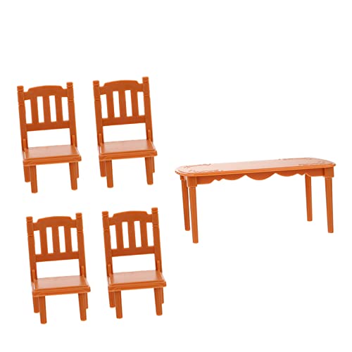 TOYANDONA 1 Satz Mini Möbeltisch und Stuhl esstisch Tischspielzeug Kindermöbel Puppenhausmöbel Spielhausmöbel Kinderspielzeug Esszimmerstuhl Mini-Tisch Plastik Khaki von TOYANDONA
