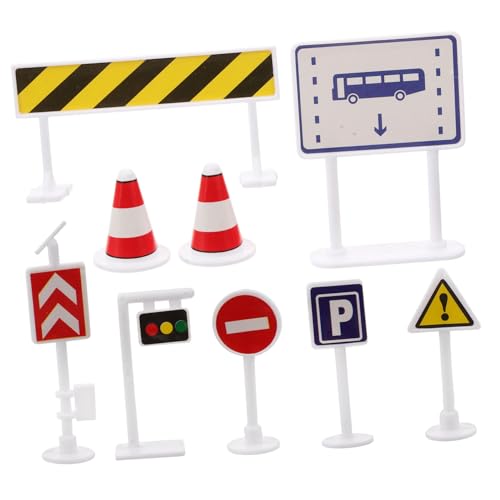 TOYANDONA 1 Satz Mini Verkehrszeichen Spielset für Teiliges mit Realistischen Verkehrssignalen und Ampeln für Lernen von Verkehrswissen und für Sandkasten und Spielplatzaktivitäten von TOYANDONA
