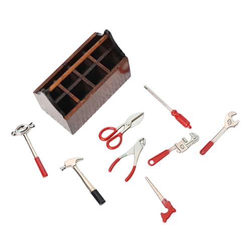 TOYANDONA 1 Satz Mini-Werkzeugkasten werkzeugset Werkzeug-Sets werkzeugkoffer werkzeugkiste Miniatur-Puppenhauszubehör Miniaturwerkzeuge für Mini-Sachen Legierung Coffee von TOYANDONA