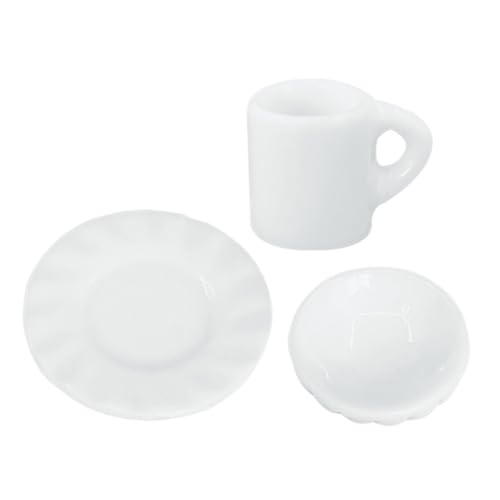 TOYANDONA 1 Satz Mini-küchenutensilien Kaffeetassen Mit Deckel Große Teetasse Espressotassen Mini-kaffeemaschine Verschütten Teetasse Und Untertasse Kaffee Reisebecher Tee-Ei Harz Weiß von TOYANDONA