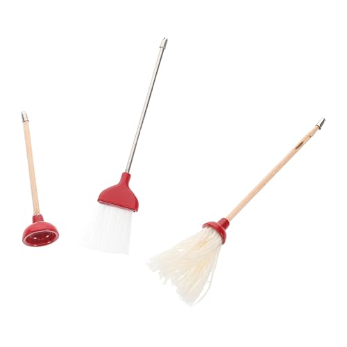 TOYANDONA 1 Satz Mini -moppbesen Mikro-mopp Miniaturmop Puppenhaus-mopp Und Eimer Miniaturheimdekoration Puppenhausküchenreinigung Puppenhausmöbel Miniatur -Eimer Und Mopp Spielzeugbesen Rot von TOYANDONA