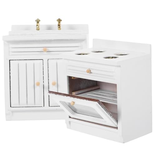 TOYANDONA 1 Satz Miniatur Küchenmöbel Set Teiliges Modell mit Waschbecken und Herd für Puppenhausdekoration Sicheres Material für DIY Projekte und Miniaturszenen von TOYANDONA