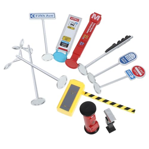 TOYANDONA 1 Satz Miniatur-Transporteinrichtungen für verkehrszeichen Verkehrsschilder Zapfen außen Verkehrsindikatormodell Miniatur-Straßenschild- Plastik von TOYANDONA
