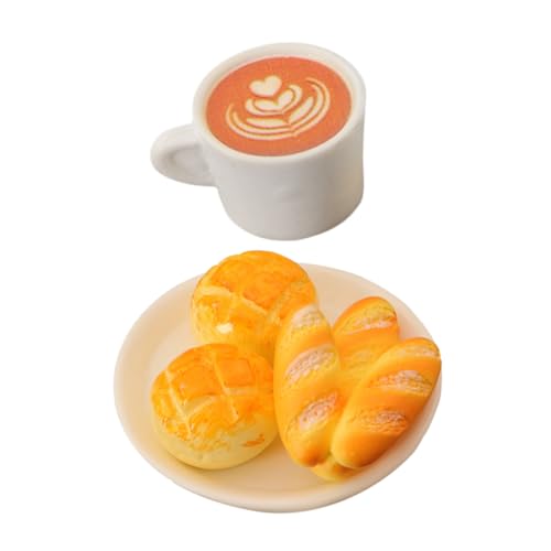 TOYANDONA Puppenhaus Miniatur Lebensmittel Zubehör Harz Mini Brot Kaffee Tasse Landschaft Faux Küche von TOYANDONA