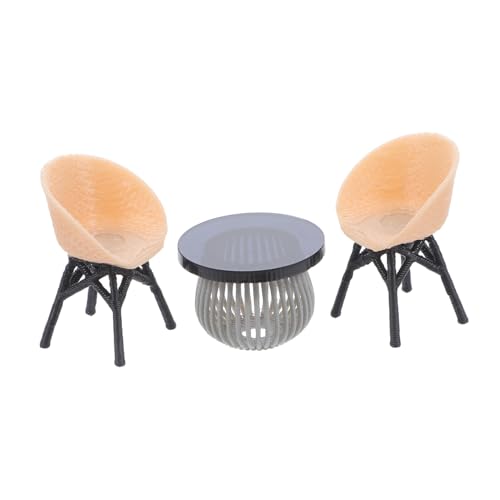 TOYANDONA 1 Satz Miniaturmöbel Set für Puppenhaus Teiliges Rattanmöbel Set mit Tisch und Stühlen für Balkon und Bistro Szenen für Gartenornamente und Kreative Projekte von TOYANDONA
