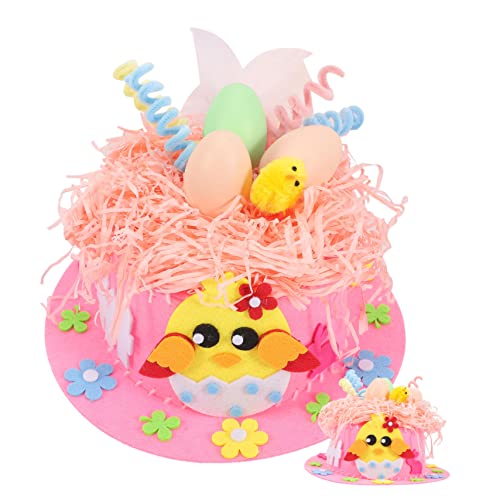 TOYANDONA 1 Satz Osterhasenmütze Bastelmaterialien Selber Machen Materialien Zur Herstellung Von Partyhüten Hut Bausatz Hut Zubehör Selber Machen Stoff Für Ostermützen Rosa Vlies von TOYANDONA