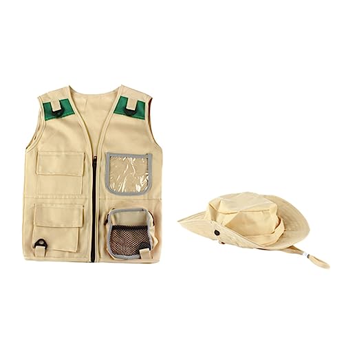 TOYANDONA 1 Satz Outdoor-Hut Outdoor-Weste Kleinkind-Puzzle Kinderhut Leichte Weste Kleiner Taschenhalter Gnom Lustig Aufkleber Für Kleinkinder Zwerge Plüsch Khaki Stoff von TOYANDONA