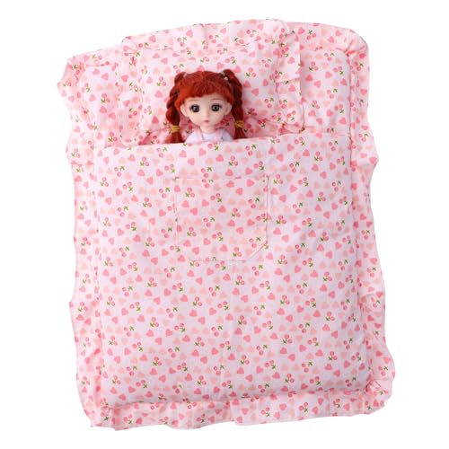 TOYANDONA 1 Satz Puppen-Erdbeer-Schlafsack Schlafsack mini Schlafsack Strawberry Schlafsack Puppen Schlafzubehör Puppen Schlafsack Mini-Hausbettwäsche Mini-Puppenhaus-Zubehör Stoff von TOYANDONA