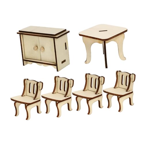 TOYANDONA 1 Satz Puppenhaus Spielzeug Puzzle-möbel 3D-möbel Spielzeuge Mini-hausmöbel Puppenhausmöbel Mini- -esszimmer-Accessoire Mini-Stuhl Miniaturmöbel Holz Hölzern Kind Tisch von TOYANDONA