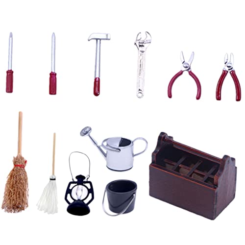 TOYANDONA 12-teiliges Rotes Miniatur-werkzeugkasten-Set Für Puppenhaus-zubehör Zur Dekoration von TOYANDONA