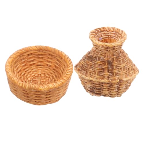 TOYANDONA 1 Satz Puppenhausdekoration Mini-vers-küche Miniaturenbuch Miniatur-puppenhaus Halloween Puppenhausminiaturen Machen Sie Es Mini-Essen Korb Bausatz Light Brown Plastik von TOYANDONA