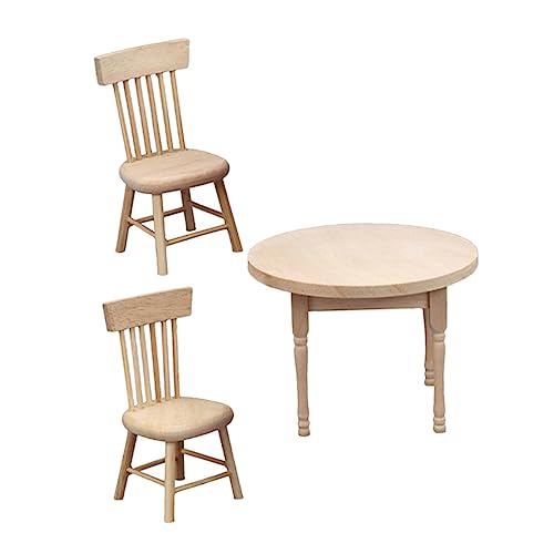 TOYANDONA 1 Satz Runder Tisch Und Stühle Mahlzeit Puppenmöbel Mini-Tisch Puppenstubenmöbel Stellen Sie Sich Vor, Zu Mini Möbel Miniaturmöbel Zubehör Für Puppenhäuser Holz von TOYANDONA