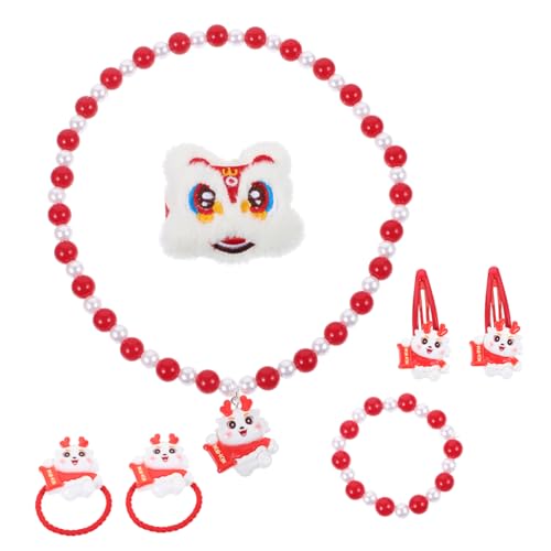 TOYANDONA 1 Satz Schmuckset Für Schmuck Für Mädchen Dekorative Halskette Für Schmuck Für Kleine Mädchen Kind Schmuck Kleinkindschmuck Alter 2-4 Babyschmuck Plastik Rot von TOYANDONA