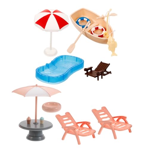 TOYANDONA 1 Satz Schwimmbad Dekorationen mit Strandliege Sonnenschirm und Schwimmring für DIY Fairy Garden Zubehör für Kreative Spielstunden TOYANDONA 1 Satz Schwimmbad Dekorationen mit Strandliege Sonnenschirm und Schwimmring für DIY Fairy Garden Zubehör für Kreative Spielstunden von TOYANDONA