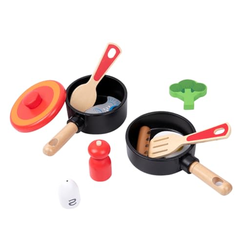 TOYANDONA 1 Satz Simulationsspieltopf-Set Für Aus Holz Interaktive Spielsachen Küche, Küchenutensilien, Spielset Mit Küchenutensilien Kindergeschenk Kleines Küchenspielset von TOYANDONA