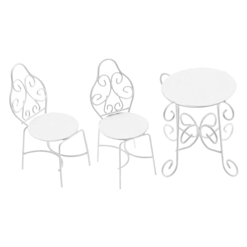 TOYANDONA 1 Satz Tee Tisch und Stuhlkombinationsmodell Puppe Mini winzige Möbel Eisen Weiß TOYANDONA 1 Satz Tee Tisch und Stuhlkombinationsmodell Puppe Mini winzige Möbel Eisen Weiß von TOYANDONA
