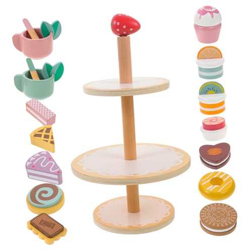 TOYANDONA 1 Satz Teeservice für küchenspielzeug für Kitchen Toys for Set Toys Simulations-Dessert- Simulationskuchendekor Holz Colorful von TOYANDONA