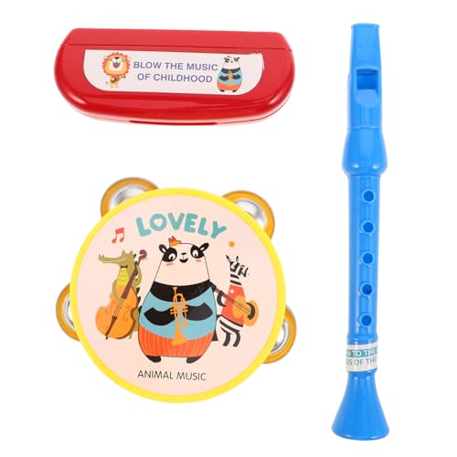 TOYANDONA 1 Satz Teiliges Musikinstrumente Flöte Mundharmonika Tamburin Lernspielzeug für Kleinkinder und Vorschulkinder Fördert Musikalische Fähigkeiten und Spaß Beim von TOYANDONA