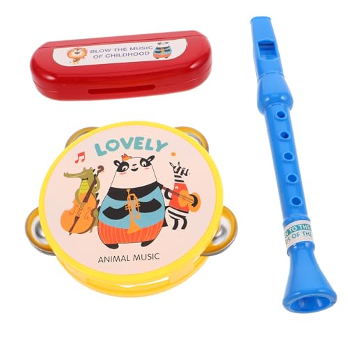 TOYANDONA 1 Satz Teiliges Set Musikinstrumente Tamburin Mundharmonika Flöte Frühkindliche Lernspielzeuge für Junge Mädchen Kleinkinder Einfach zu Bedienen Tragbar Fördert Musikalische von TOYANDONA