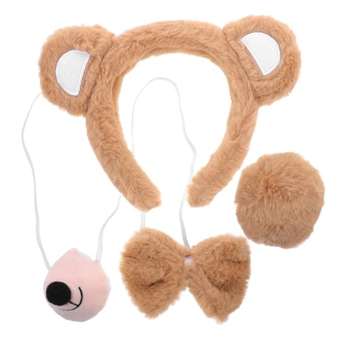 TOYANDONA 1 Satz Tierischer Haarreif Set mit Bärenohren Teiliges Cosplay Kostüm mit Fliege und Nase für Halloween Karneval und Mottopartys TOYANDONA 1 Satz Tierischer Haarreif Set mit Bärenohren Teiliges Cosplay Kostüm mit Fliege und Nase für Halloween Karneval und Mottopartys von TOYANDONA